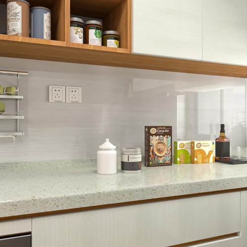 Image of Brushed Silver Wallpaper Vinyl Brushed Metal Look Wallpaper Self Adhesive Peel and Stick Wallpaper for Backsplash Kitchen Counter Top and Kitchen Appliance,Furniture(24 x 140).