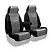 Coverking Custom Fit Front 50/50 Bucket Seat Cover for Select Dodge Caravan Models - Premium Leatherette 2-Tone (Medium Gray with Black Sides)
