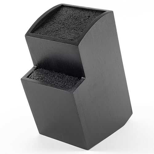 Hanseküche Ceppo portacoltelli - Portacoltelli senza coltelli in legno Tagliere (Bambù Nero, Quadrato Obliquo)