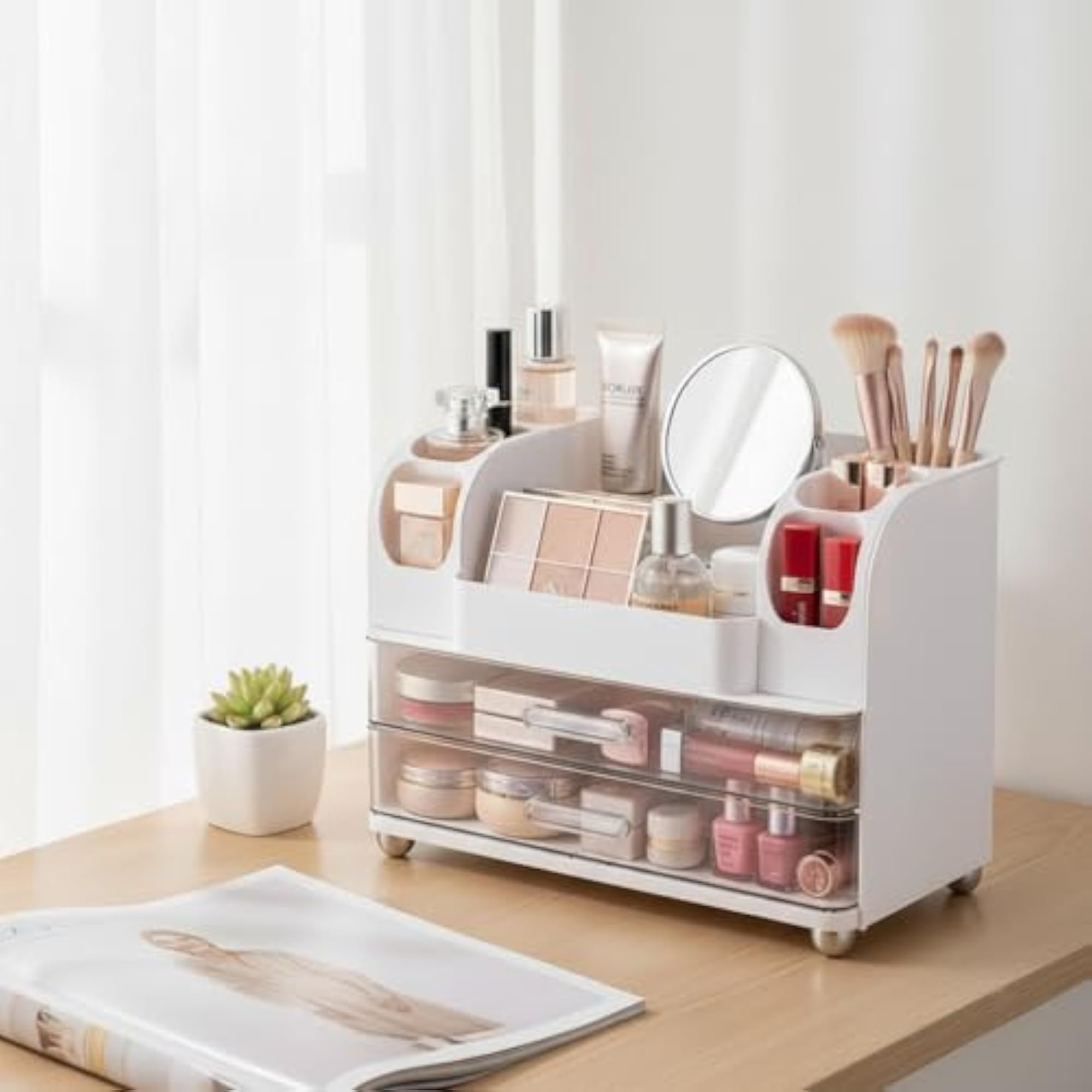 Multi-Compartment Desk Organizer Box