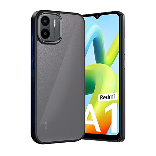 Image of Amazon Brand - Solimo Electroplated Chrome Metal Ring Raised Edges Super Soft Side TPU Bumper Case for Redmi A1 2022 - Black