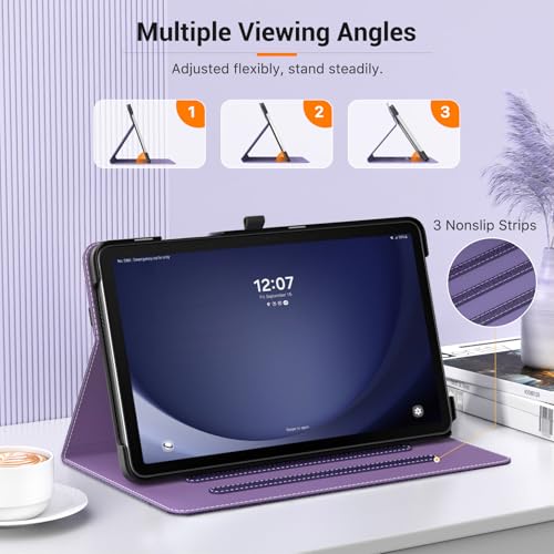 Image of MoKo Case for Samsung Galaxy Tab A9 Plus 11 Inch 2023, Purple Violet | PU Leather Case for Samsung Tablet with Hand Strap and a Front Pocket, Auto Wake /Sleep, 2 Angles, Magnetic Stand Cover