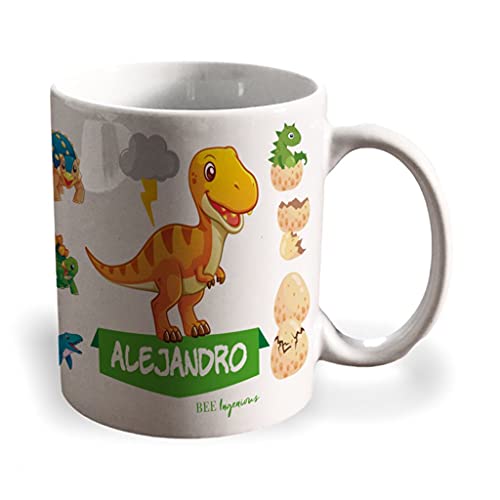 Bee Ingenious Taza dinosaurio personalizada con nombre.Regalos
