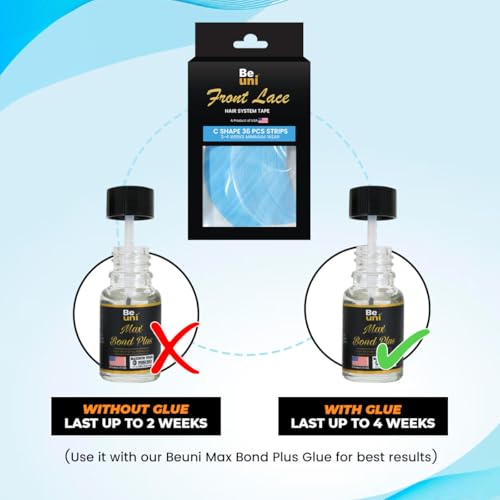Image of Front Lace tape 36pcs No Shine Wig Tape for Men & Women | Strong Hold 3-4 Weeks | Waterproof Wig Tape for Men | Transparent Hair Patch Tape | Front Hair Patch Adhesive | Pack of (1)