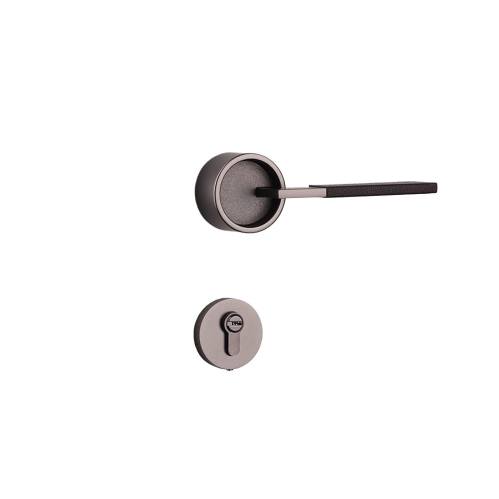 Serrure de porte moderne noire et cuir pour une chambre chaleureuse
