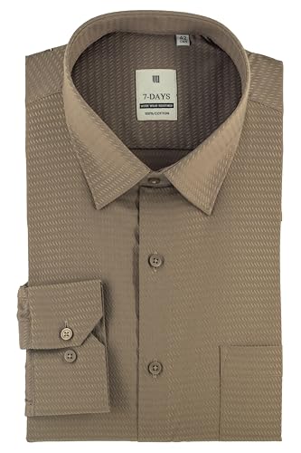 Image of 7-DAYS Men's Premium Formal Shirts - Regular Fit, Full Sleeve, 100% Pure Cotton, Self-Design, with Pocket - Stylish Office Shirts for Men