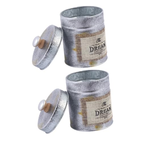 Gatuida 2 piezas Botes de Hierro Vintage con Tapa Recipientes Herméticos para Cocina y Almacenamiento de Frutos Secos Multifuncionales para Decoración y Organización Hogar
