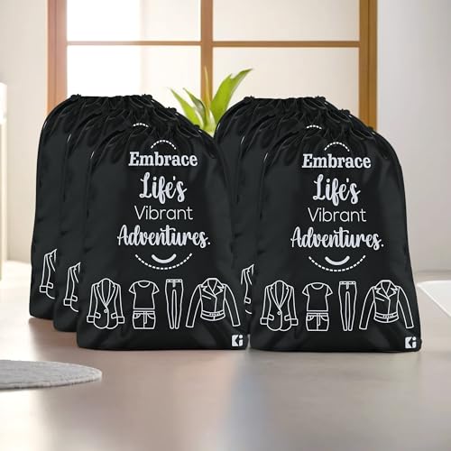 Image of Kuber Industries Pack of 6 Cloth Storage Bag | Non-Woven Storage Organizer | Travel Cloth Carrying Bag | Garments Cover for Laundry | Storage Organizer for Clothing | Medium | Black