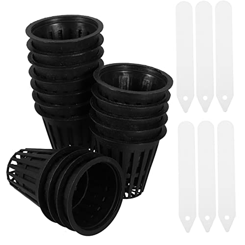 SOIMISS 1 Juego Canasta de siembra Kit de Copa de Red de Malla hidropónica líquido Maceta hidropónica Cesta Mugs Cup Label Planta ollas de Red Maceta de plástico el plastico Black