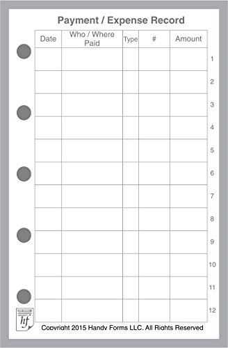 Mini Size Payment/Expense Record and Check Register, Sized and Punched for Filofax Mini Notebook (2.75" x 4.25") — image 1