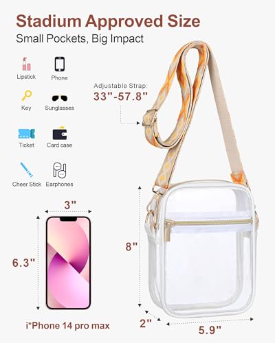 Image of PACKISM Clear Bag for Stadium Events - Clear Purses for Women Transparent Crossbody Messenger Bag for Concerts Game Day