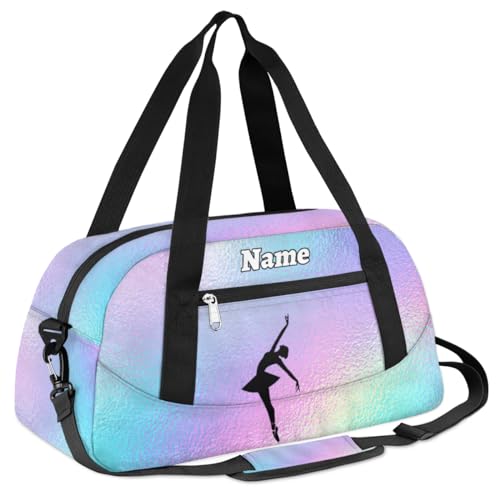 Personalized Dance Bag Girls Duffle Bag Custom Kids Athletic Bags Sports Weekender Sleepover Travel Bag Gym Ballet Bag for Girls Teens, Colorful2