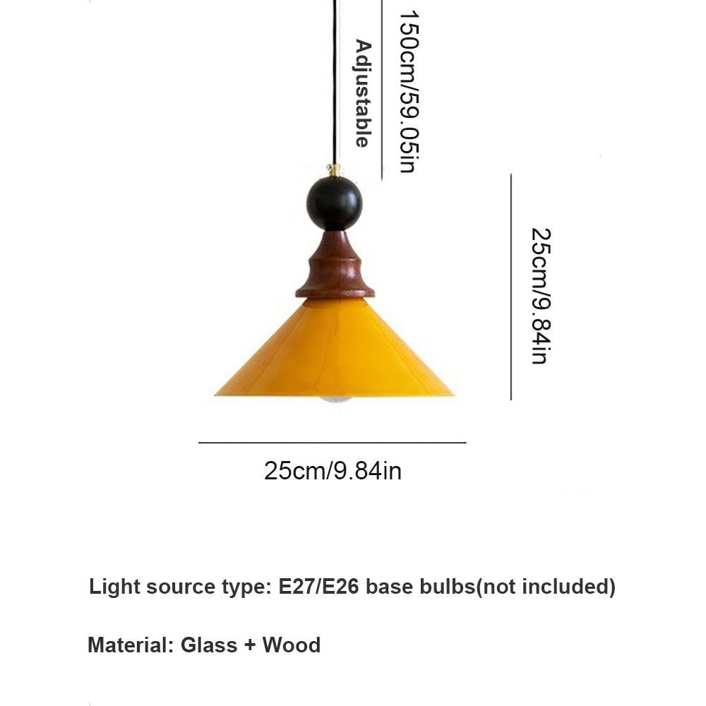 Luce Pendente Cono Vintage, Vetro Arancione Lampada a Sospensione
