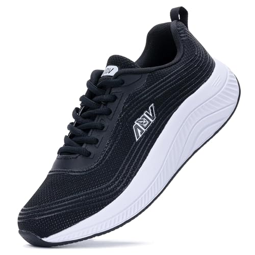 GOOBON Zapatillas Deportivas Mujer Ortopédicas Arch Support Zapatillas Caminar Ligero Transpirables Cómoda Cuña Fitness Sneakers para Fascitis Plantar - Negro - 39 EU