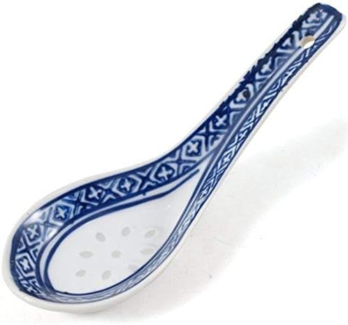 Syndecho Niebiesko-biała porcelanowa ceramiczna chińska zupa łyżki, zestaw 8 sztuk