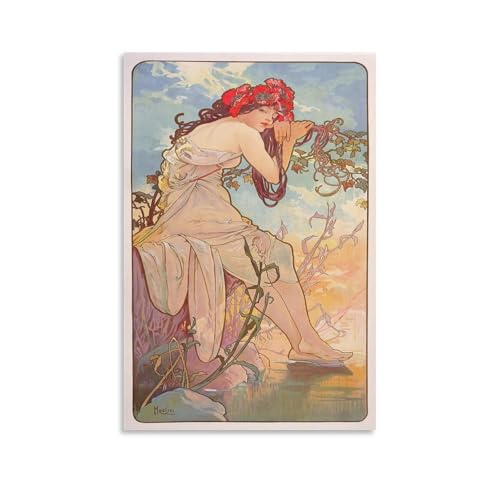 Toile d'été Alphonse Mucha 40x60 cm : Créez une ambiance Art Nouveau dans votre chambre
