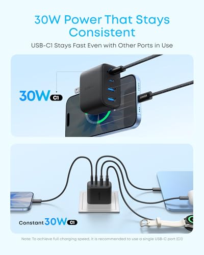 Anker Zolo USB C Charger Block,2-Pack Type C Charger Fast Charging with 50W Max Output,2 USB-C and 2 USB-A,Compact and Stable Design,for iPhone 17/16 Series,MacBook,iPad,Pixel,Galaxy,and More (Black) - Image 5