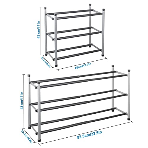 Hedomii 3-Tier Expandable Shoe Organizer - Heavy Duty Metal Shoes Rack Storage For Entryway Closet Doorway, Adjustable Free Standing Shoe Racks (Black) #TOP1