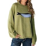 Women's Oversized Roll Neck Cute Animal Graphic Sweater Long Sleeve Chunky Knit Pullover Tops Casual Patterned...