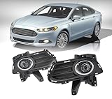 LEVANLIGHT Fog Lights Assembly Factory Style For Ford Fusion 2013 2014 2015 2016 | Driving Fog Lights Lamps Clear Lens Halogen Bulbs/Wiring Harness Kit | FO1038136 4F9Z15200AA