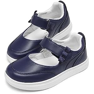 DREAM PAIRS Kids Girls Mary Jane Sneakers Strap Toddler Little Girls School Shoes Soft Walking Party Flat Shoes 6 Toddler Navy