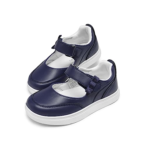 DREAM PAIRS Kids Girls Mary Jane Sneakers Strap Toddler Little Girls School Shoes Soft Walking Party Flat Shoes 6 Toddler Navy
