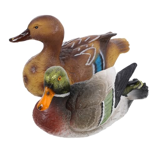 RORPOIR 2pièces Statues Flottantes Canard Colvert Résine Décorations Flottantes Extérieures pour Jardin Bassin Piscine Ornement Décoratif Polyvalent