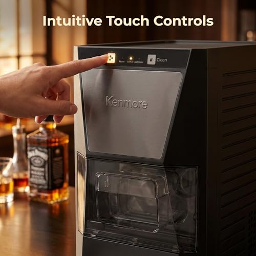Image of Kenmore Clear Sphere Ice Ball Maker Countertop, 2-Inch Slow-Melting Ice Spheres for Whisky Cocktails, Maquina de Hielo Black