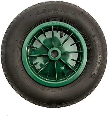 16 Inch 4.80/4.00-8 Wheel & Pneumatic Tyre & Inner Tube Green 4 Ply 1" Bore Wheelbarrow Barrow Cart 4.80-8 4.00-8