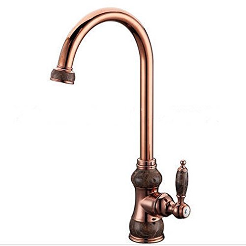 Robinetterie cuisine laiton marbre or rose simple poignée Gowe