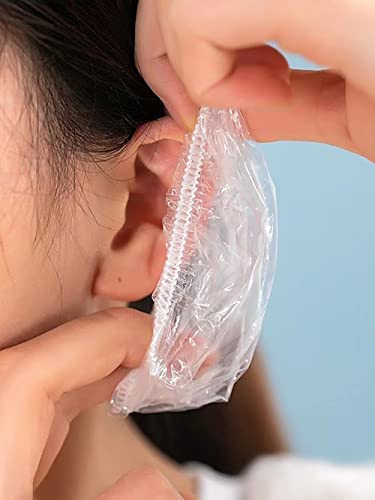 200 Pack Clear Disposable Ear Protectors Waterproof Ear Covers for Hair Dye, Shower, Bathing Ear Shower Cap From Water, Salon, Spa And Stains