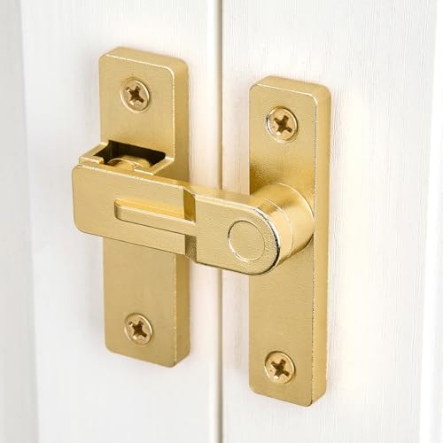 Image of Gold Flip Barn Door Lock - 180 Degree Barn Door Lock Privacy Latch - Zinc Alloy Security Latches for Barn Doors, Windows, Garden Gates, Cabinets, and Sliding Doors