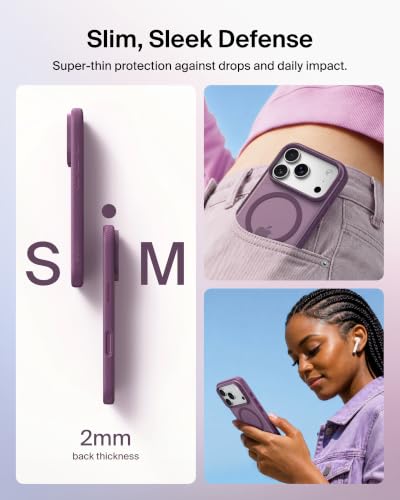 Image of Belkin Grip Case for iPhone 18 Pro / 17 Pro, MagSafe & Qi2 Compatible, Up to 2m Military-Standard Drop Protection, Anti-Slip Grip, Nano-Titan Technology, Camera Control, Burgundy