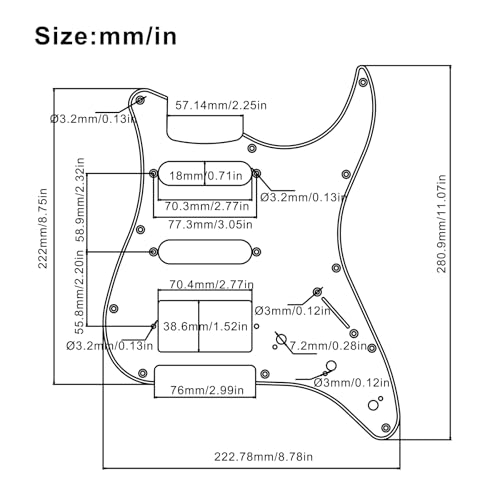 Pickguard SSH guitare électrique plaque pré-câblée chargée micro double bobinage 18K
