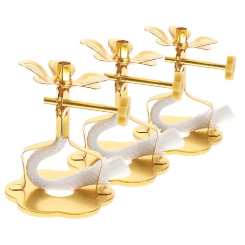 NUOLUX 3個 可調光仏壇用油灯芯ホルダー 小型軽量設計で祈りと祭祀に 滑らかな灯芯通しと 合製の 装飾品