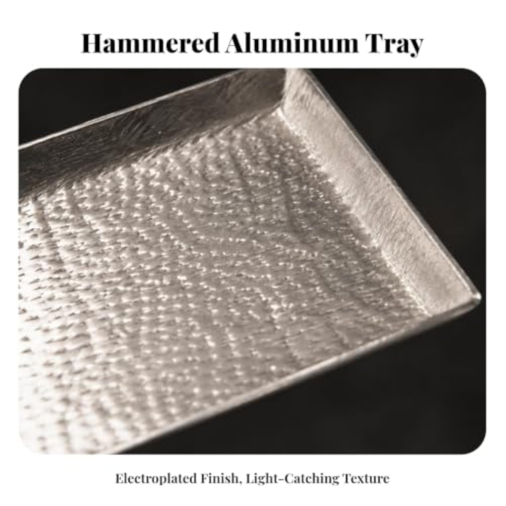 Low-Slung Hammered Rectangular Tray, Shallow Hammered Design