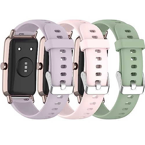 Chofit Soft Silicone Band Compatible with Amzhero D26/VPSTAY ALB1/RLQA Band 3 for Women Men,Quick Release Wristbands Replacement Strap for Amzhero D26 (Purple&Pink&LightGreen)