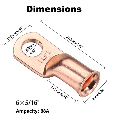 Bayite Dc 6.5-100V 0-100A Multimeter And 10 Pcs Copper Wire Lugs 6 Awg 5/16 Inch Stud thumb #2