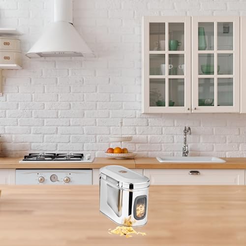 Image of Stainless Steel Capsule Food Canisters /Jars /Containers for Kitchen Storage with See Through Window - set of 4, 1350 & 2350 ml capacity, Silver