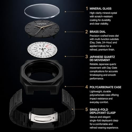 Image of Matrix Arabian | Aura Dial & Polycarbonate Strap Analog Watch for Men & Boys (Black)