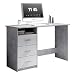 Produktbild Stella Trading ADRIA Schreibtisch mit Schubladen in Beton Optik, Weiß - Praktischer Bürotisch Computertisch mit großer Arbeitsfläche - 120 x 76 x 50 cm (B/H/T)