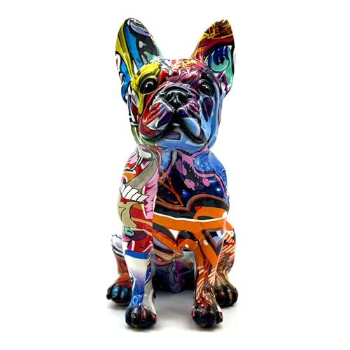 Escultura de bulldog francés colorida en resina 8 pulgadas