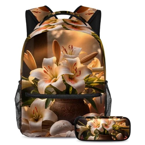 Sac d'école indispensable pour enfants | Trousse incluse motif jaune