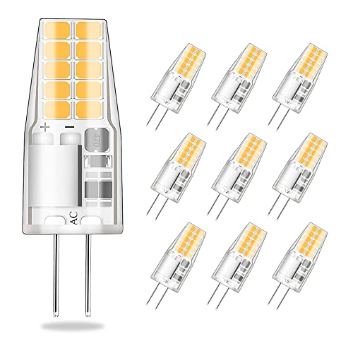 ELINKUME Bombillas LED G4 3W,Equivalente a Bombilla Halógena de 30W, 285LM Blanco Cálido 3000K Ahorro de Energía Lámpara,AC/DC 12V,Ángulo de haz de 360​​°,No Regulable, Base Estándar G4,Paquete de 10 Cover