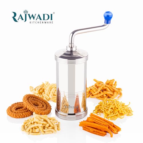 Image of Rajwadi Stainless Steel Sev Sancha Machine /sevga /Muruku Maker with 6 Jali, Kitchen Tools of Namkeen and Snacks Maker (Deluxe)