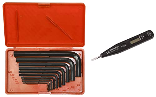 TAPARIA KI 10V Steel Allen Key Set (Black Finish, Box Packing, Pack Of 10) & MDTN82 Plastic Digital Tester With LCD Display And Neon Bulb (Black) Combo For Rs. 238 @ 39 %