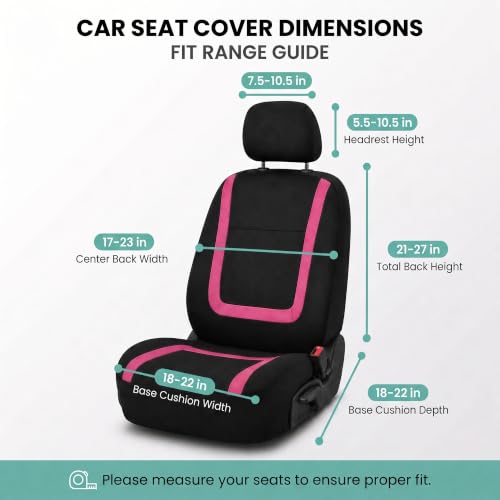 Image of FH Group Car Seat Covers Front Set in Cloth - Car Seat Covers for Low Back Car Seats with Removable Headrest, Universal Fit,Automotive Seat Covers,Washable Car SeatCover for SUV,Sedan,Van Pink