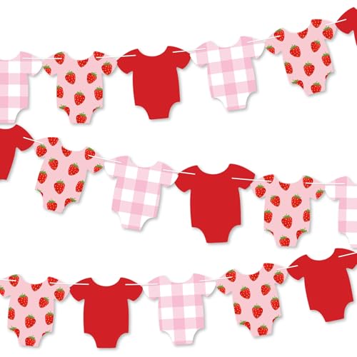 Whaline Strawberry Baby Shower Banner Plaid Fruit Bodysuit DIY Required