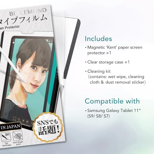 Bellemond W23SGTS9PLKMG Magnetic Kent Paper Screen Protector - Compatible With Samsung Galaxy Tab S9 Fe / S9 / S8 / S7-11 Inch - Nib Wear Reduction & Anti-Reflection Surface thumb #2