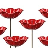 Handmade Metal Flower Garden Stake, Metal Flowers Bird Baths Outdoors, Bee Watering Station for Outside Lawn Yard Garden Decor (3pcs)